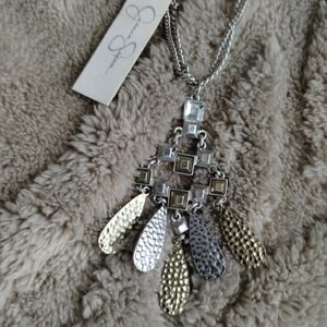 Jessica Simpson Silver and Gold Textured Necklace